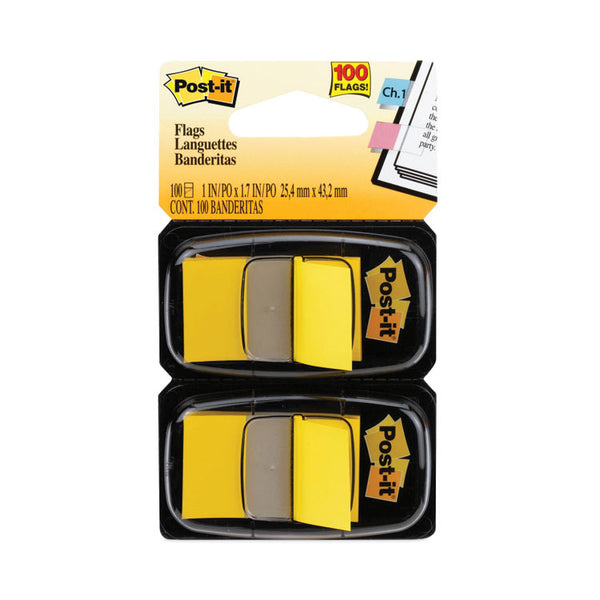 Post-it® Flags Standard Page Flags in Dispenser, Yellow, 50 Flags/Dispenser, 2 Dispensers/Pack (MMM680YW2) Dispenser of 100