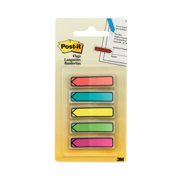 Post-it® Flags Arrow 0.5" Page Flags, Five Assorted Bright Colors, 20/Color, 100/Pack (MMM684ARR2) Pack of 100