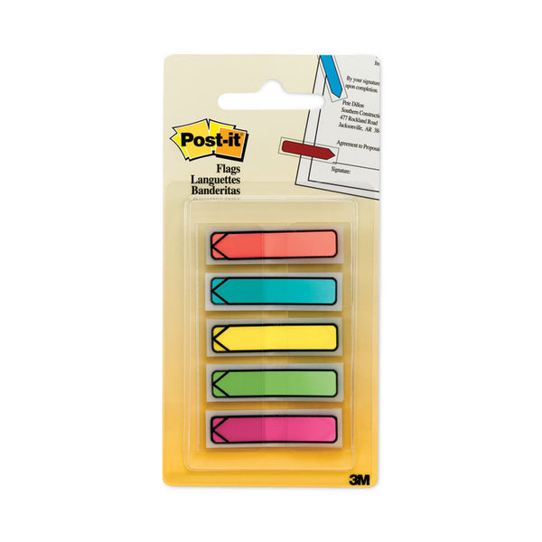 Post-it® Flags Arrow 0.5" Page Flags, Five Assorted Bright Colors, 20/Color, 100/Pack (MMM684ARR2) Pack of 100