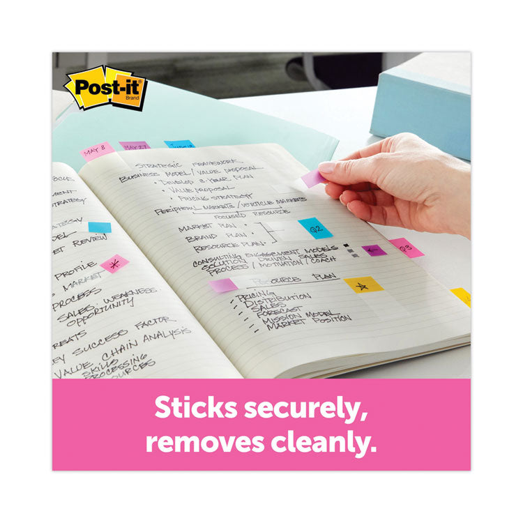 Post-it® Flags Arrow Message 0.5" Page Flags w/Dispensers, "Sign Here", Asst Primary, 30 Flags Dispenser, 4 Dispensers/Pack (MMM684SH)