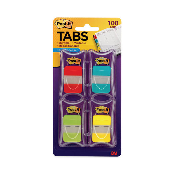 Post-it® Tabs 1" Plain Solid Color Tabs, 1/5-Cut, Assorted Colors, 1" Wide, 100/Pack (MMM686RALY) Pack of 100