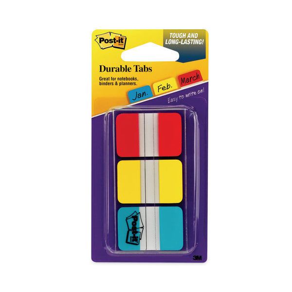 Post-it® Tabs 1" Plain Solid Color Tabs, 1/5-Cut, Assorted Primary Colors, 1" Wide, 66/Pack (MMM686RYB) Pack of 66