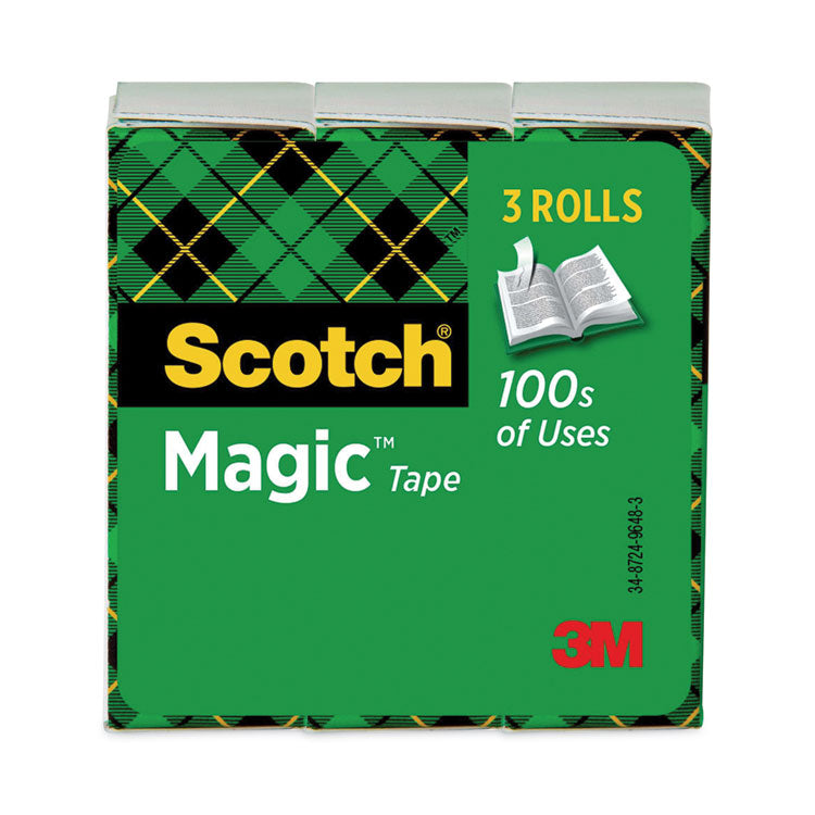 Scotch® Magic Tape Refill, 1" Core, 0.75" x 83.33 ft, Clear, 3/Pack (MMM810K3)