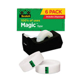 Scotch® Magic Tape Desktop Dispenser Value Pack, 1" Core, 0.75" x 83.33 ft, Clear, 6/Pack (MMM810K6C38)