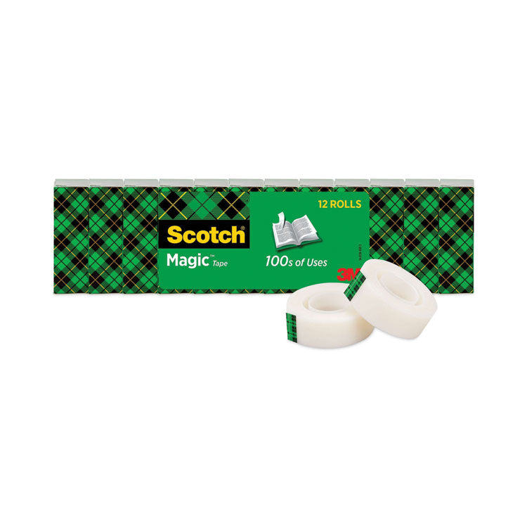Scotch® Magic Tape Value Pack, 1" Core, 0.75" x 83.33 ft, Clear, 12/Pack (MMM810K12)