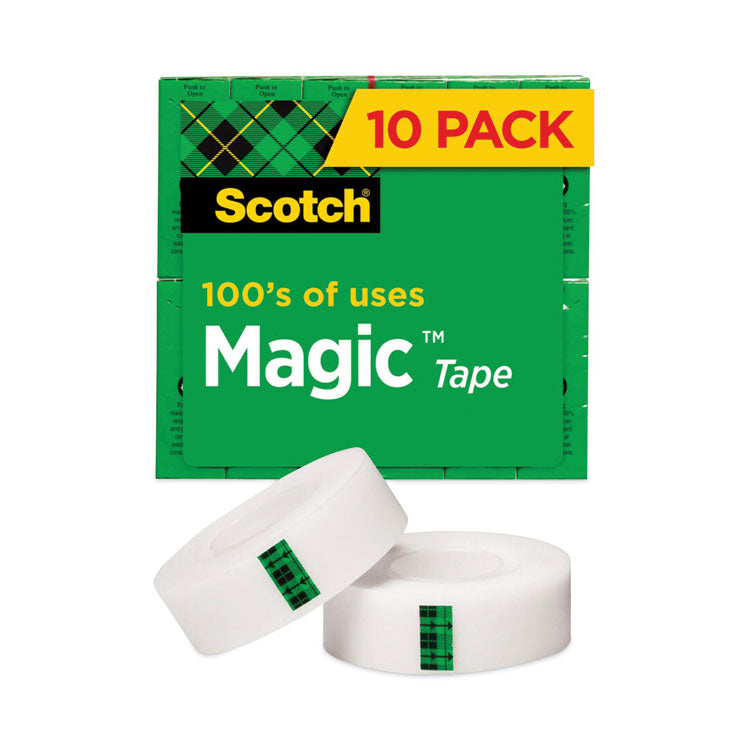 Scotch® Magic Tape Value Pack, 1" Core, 0.75" x 83.33 ft, Clear, 10/Pack (MMM810P10K)