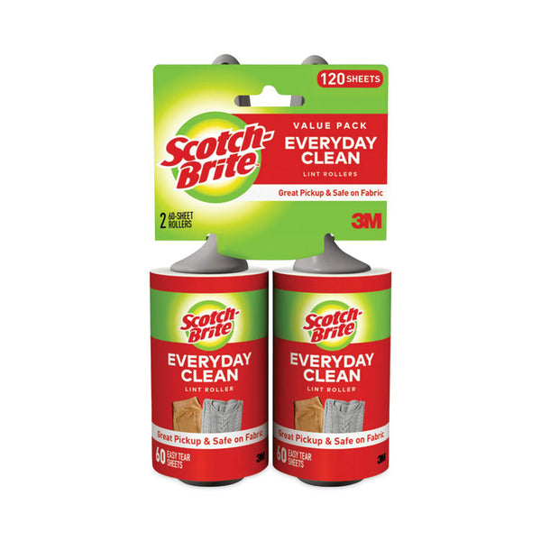 Scotch-Brite™ Lint Roller, Heavy-Duty Handle, 60 Sheets Roller, 2/Pack (MMM836RS60TPP)