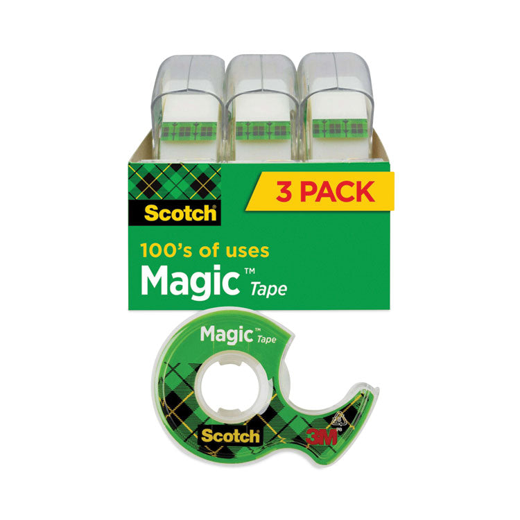 Scotch® Magic Tape in Handheld Dispenser, 1" Core, 0.75" x 25 ft, Clear, 3/Pack (MMM3105)