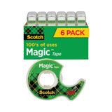 Scotch® Magic Tape in Handheld Dispenser, 1" Core, 0.75" x 54.17 ft, Clear, 6/Pack (MMM6122)