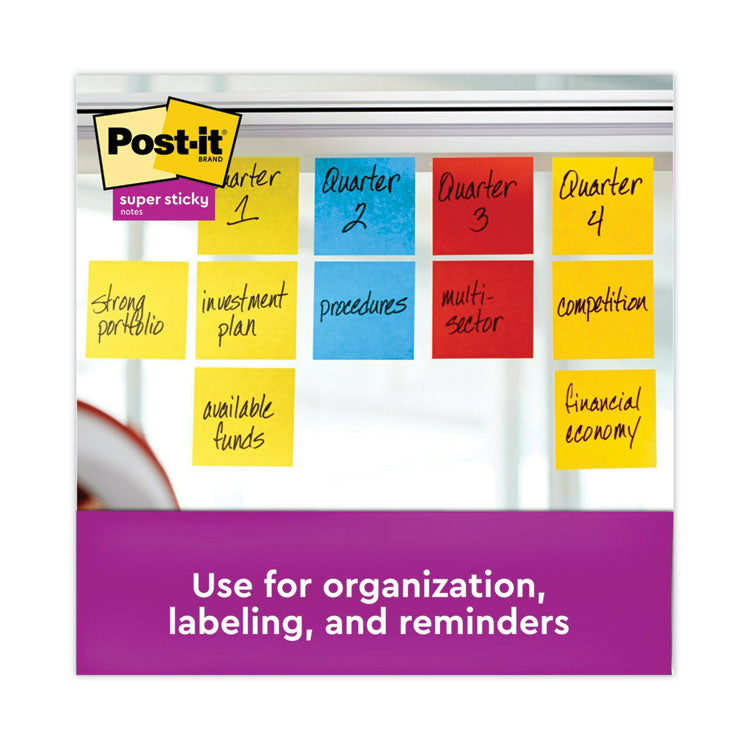 Post-it® Notes Super Sticky Pads in Playful Primary Collection Colors, 3" x 3", 90 Sheets/Pad, 5 Pads/Pack (MMM6545SSAN) Pack of 5