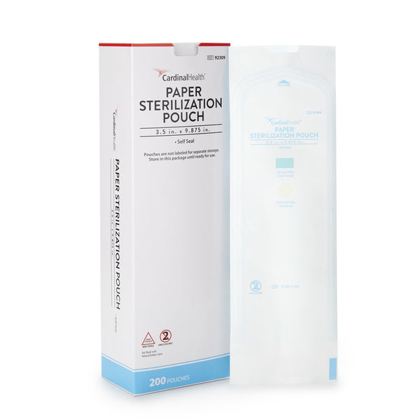 Cardinal Health™ Sterilization Pouch Ethylene Oxide (EO) Gas / Steam 3-1/2 X 9 Inch Transparent / White Self Seal Paper / Film (344693_PK) 200/PK
