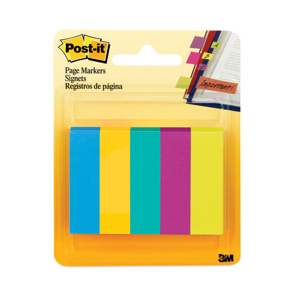 Post-it® Page Flag Markers, Assorted Colors,100 Flags/Pad, 5 Pads/Pack (MMM6705AU) Pack of 5