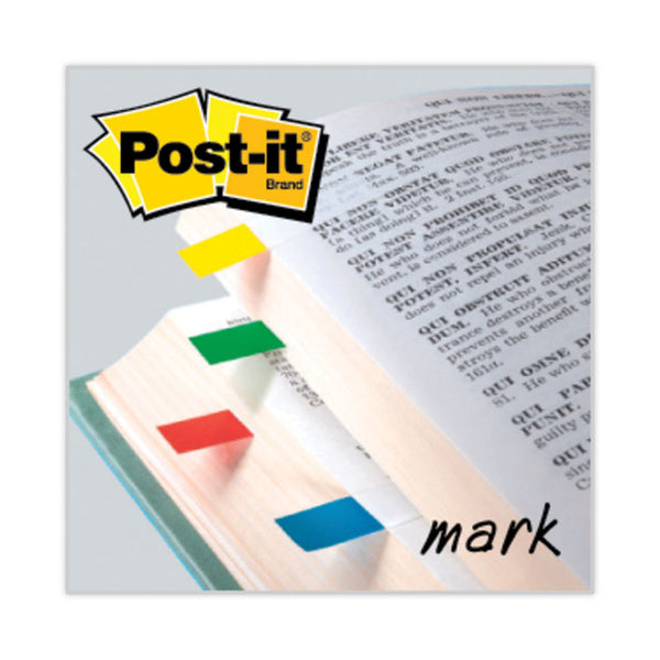 Post-it® Flags Small Page Flags in Dispensers, 0.5 x 1.75, Assorted Primary, 35/Color, 4 Dispensers/Pack (MMM6834)
