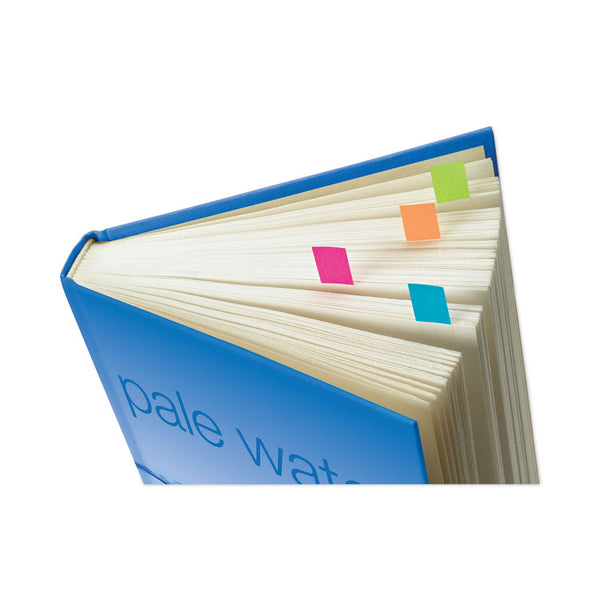 Post-it® Flags Small Page Flags in Dispensers, 0.5 x 1.75, Four Colors, 35/Color, 4 Dispensers/Pack (MMM6834AB)