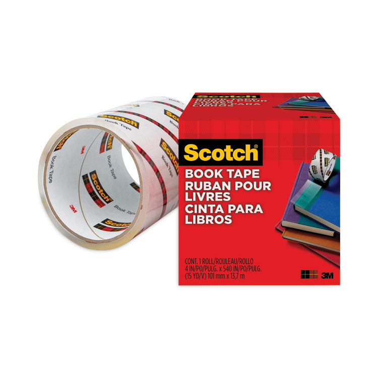 Scotch® Book Tape, 3" Core, 4" x 15 yds, Clear (MMM8454)