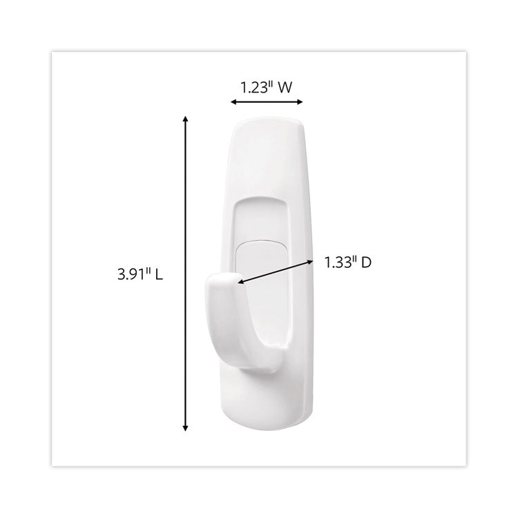 Command™ General Purpose Hooks, Large, Plastic, White, 5 lb Capacity, 14 Hooks and 16 Strips/Pack (MMM17003MPES) Each