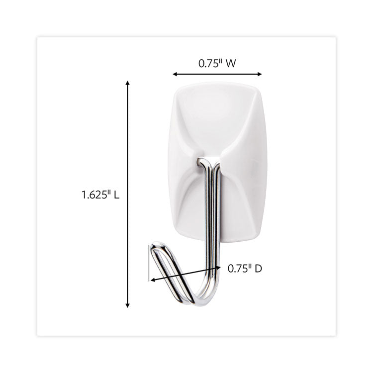 Command™ General Purpose Hooks, Small, Metal, White/Silver, 0.5 lb Capacity, 28 Hooks and 32 Strips/Pack (MMM17067MPES) Pack of 28