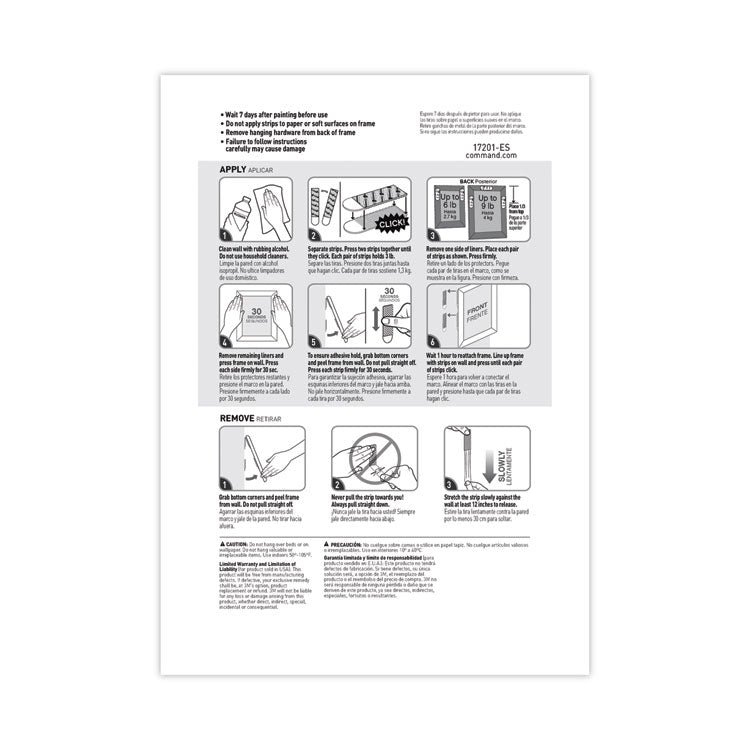 Command™ Picture Hanging Strips, Cabinet Pack, Removable, Holds Up to 6 lbs per Pair, 0.75 x 2.75, White, 4/Set, 50 Sets/Carton (MMM17201CABPK) Pack of 50