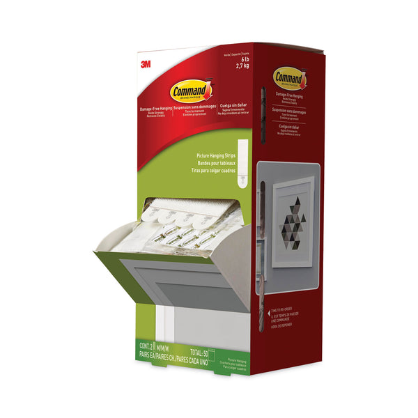 Command™ Picture Hanging Strips, Cabinet Pack, Removable, Holds Up to 6 lbs per Pair, 0.75 x 2.75, White, 4/Set, 50 Sets/Carton (MMM17201PK) Case of 50