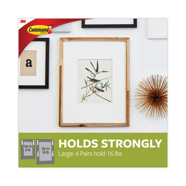 Command™ Picture Hanging Strips, Removable, Holds Up to 4 lbs per Pair, 0.5 x 3.63, White, 4 Pairs/Pack (MMM17206ES) Pack of 4