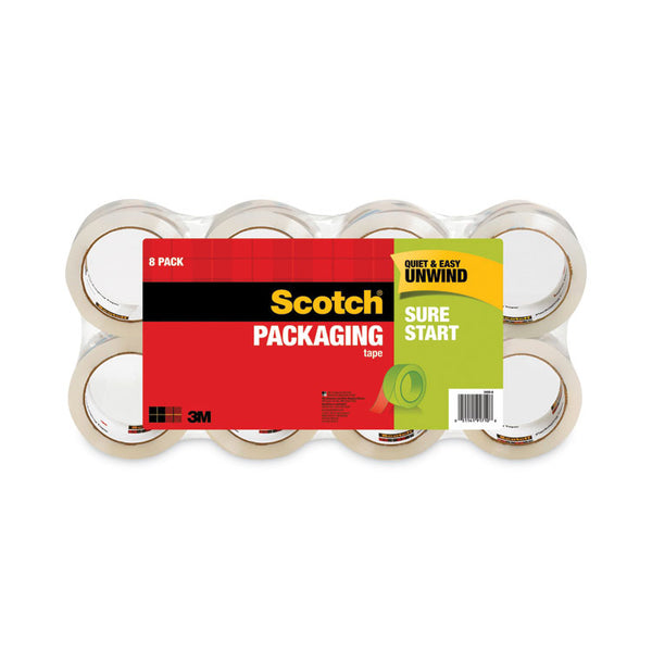 Scotch® Sure Start Packaging Tape, 3" Core, 1.88" x 54.6 yds, Clear, 8/Pack (MMM34508)
