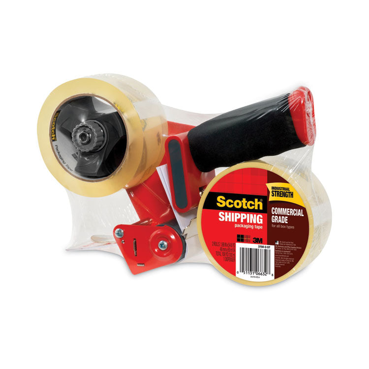Scotch® Packaging Tape Dispenser with Two Rolls of Tape, 3" Core, For Rolls Up to 0.75" x 60 yds, Red (MMM37502ST)