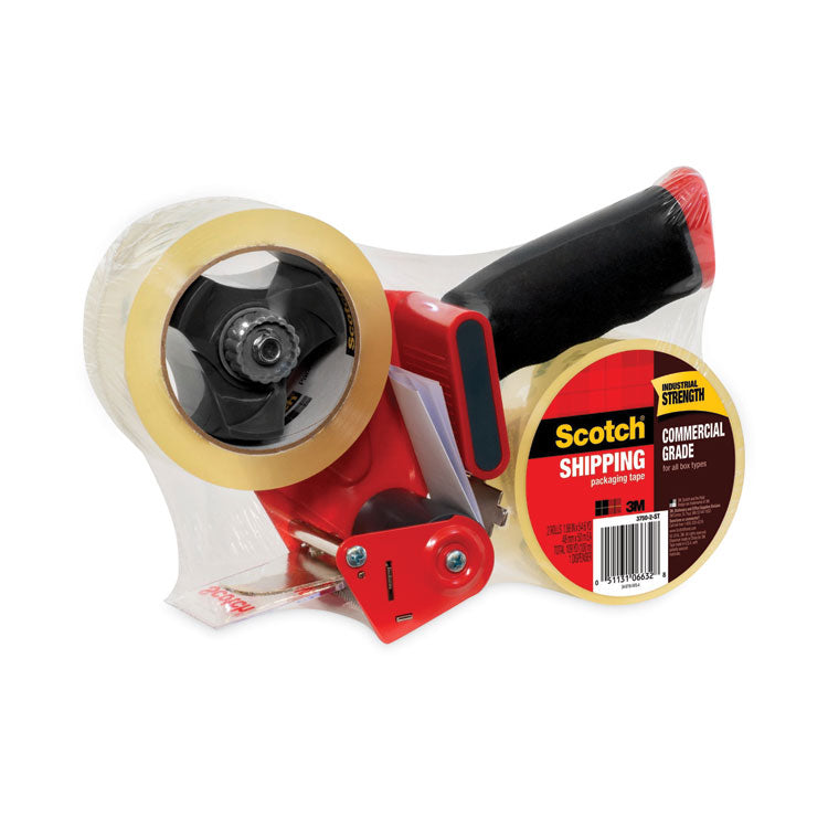 Scotch® Packaging Tape Dispenser with Two Rolls of Tape, 3" Core, For Rolls Up to 0.75" x 60 yds, Red (MMM37502ST)