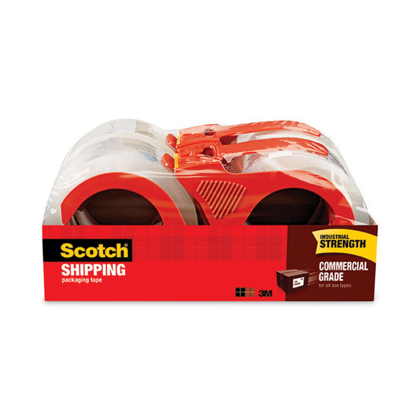 Scotch® 3750 Commercial Grade Packaging Tape with Dispenser, 3" Core, 1.88" x 54.6 yds, Clear, 4/Pack (MMM37504RD)
