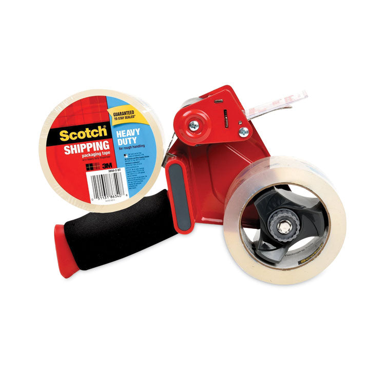 Scotch® Packaging Tape Dispenser with Two Rolls of Tape, 3" Core, For Rolls Up to 2" x 60 yds, Red (MMM38502ST)