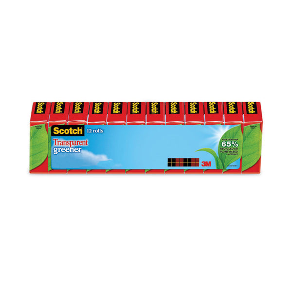 Scotch® Transparent Greener Tape, 1" Core, 0.75" x 75 ft, Transparent, 12/Pack (MMM61212P)