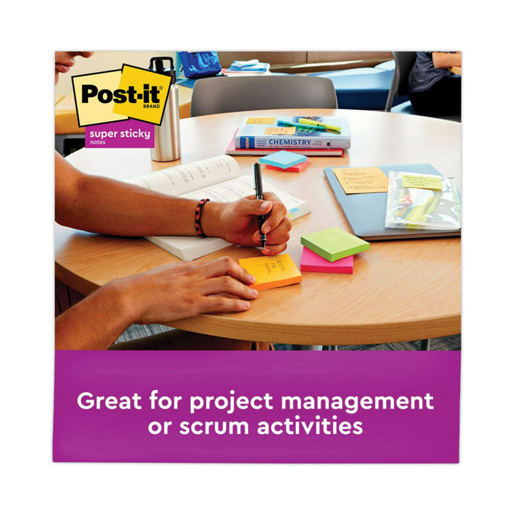 Post-it® Notes Super Sticky Pads in Energy Boost Collection Colors, 3" x 3", 90 Sheets/Pad, 12 Pads/Pack (MMM65412SSUC) Pack of 12