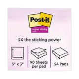 Post-it® Notes Super Sticky Pads in Energy Boost Collection Colors, 3" x 3", 90 Sheets/Pad, 24 Pads/Pack (MMM65424SSAU) Pack of 24