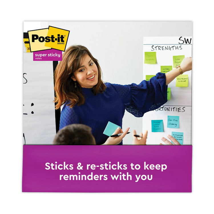 Post-it® Notes Super Sticky Pads in Energy Boost Collection Colors, 3" x 3", 90 Sheets/Pad, 24 Pads/Pack (MMM65424SSAU) Pack of 24