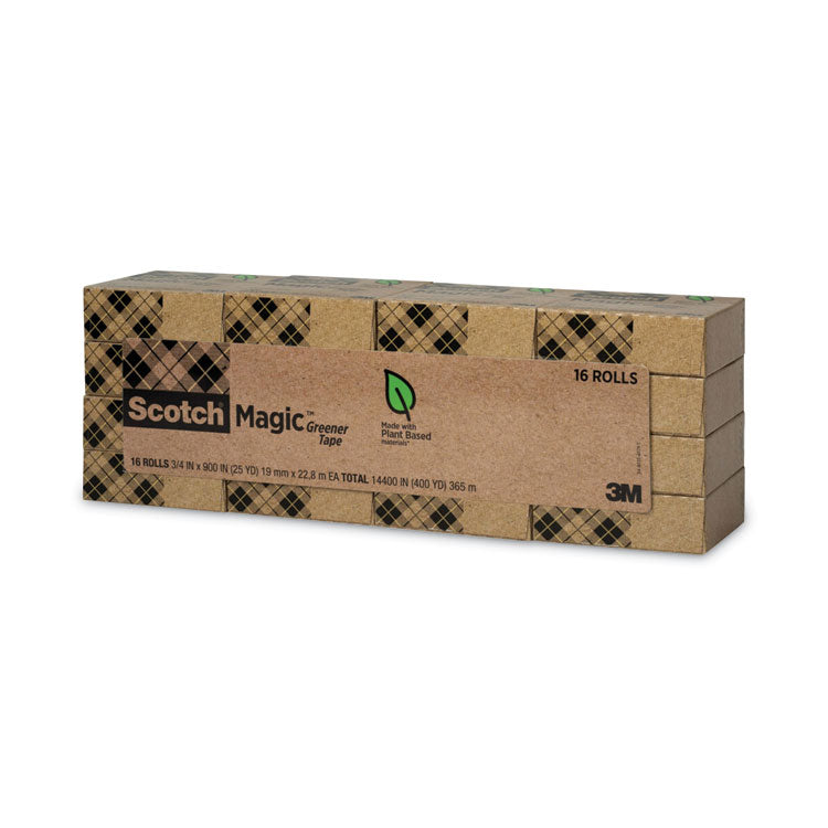 Scotch® Magic Greener Tape, 1" Core, 0.75" x 75 ft, Clear, 16/Pack (MMM81216P)