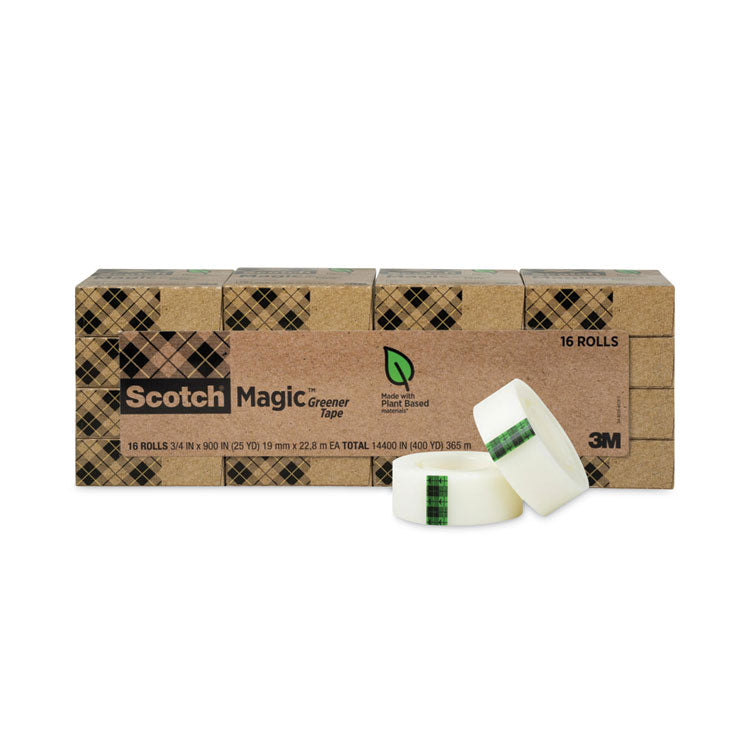Scotch® Magic Greener Tape, 1" Core, 0.75" x 75 ft, Clear, 16/Pack (MMM81216P)