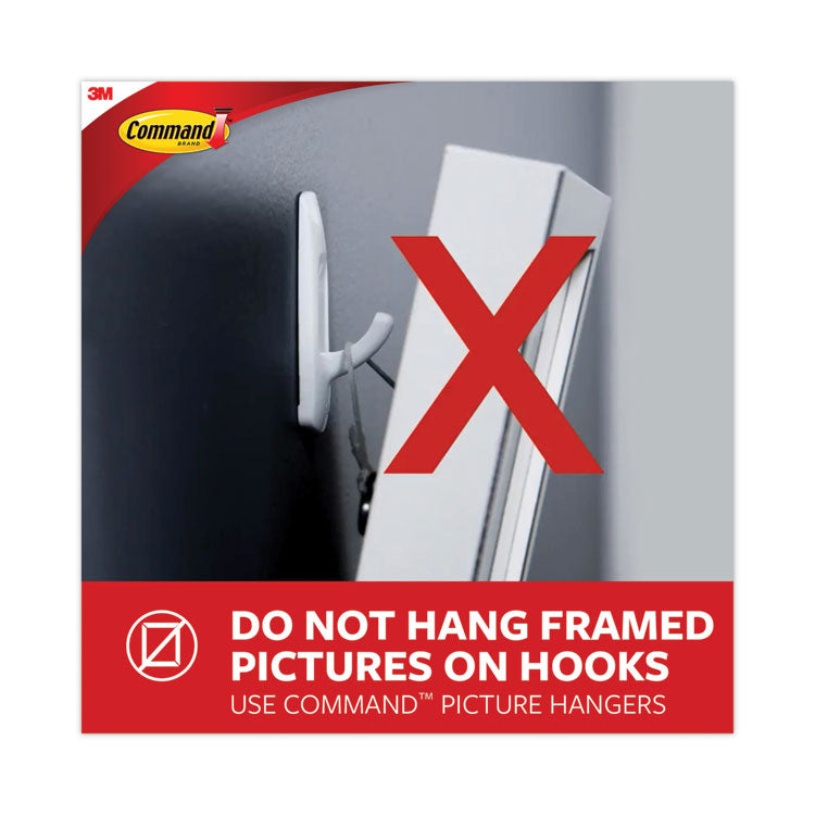 Command™ General Purpose Hooks Multi-Pack, Medium, Plastic, White, 3 lb Capacity, 6 Hooks and 12 Strips/Pack (MMM170016ES) Pack of 6