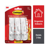 Command™ General Purpose Hooks Multi-Pack, Medium, Plastic, White, 3 lb Capacity, 6 Hooks and 12 Strips/Pack (MMM170016ES) Pack of 6
