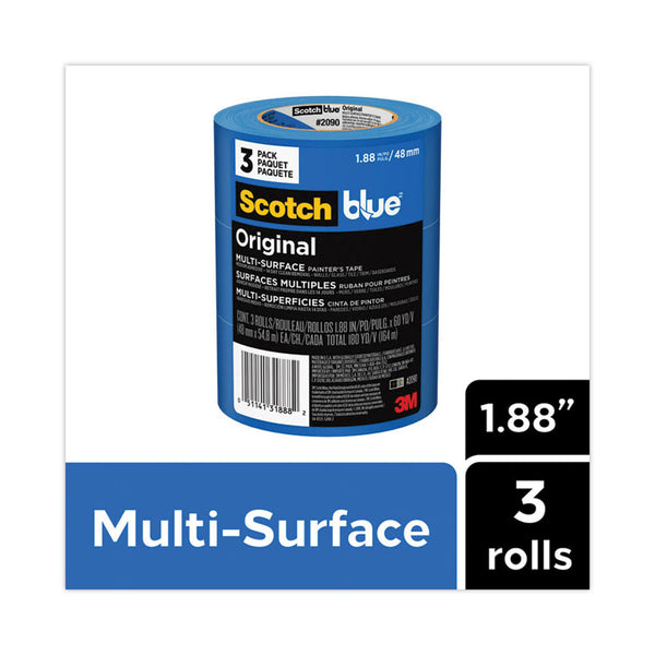ScotchBlue™ Original Multi-Surface Painter's Tape, 3" Core, 1.88" x 60 yds, Blue, 3/Pack (MMM209048EVP) Pack of 3