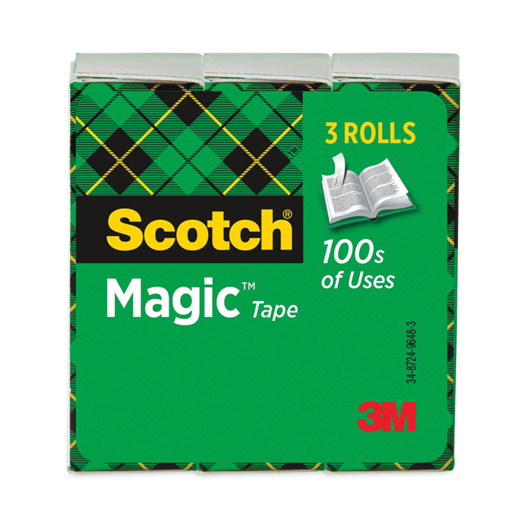 Scotch® Magic Tape Refill, 3" Core, 1" x 72 yds, Clear, 3/Pack (MMM810723PK)