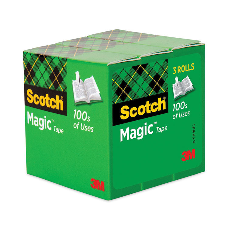 Scotch® Magic Tape Refill, 3" Core, 1" x 72 yds, Clear, 3/Pack (MMM810723PK)
