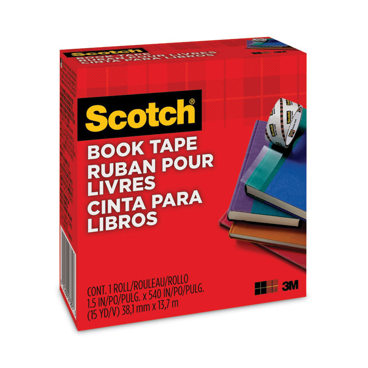 Scotch® Book Tape, 3" Core, 1.5" x 15 yds, Clear (MMM845112)