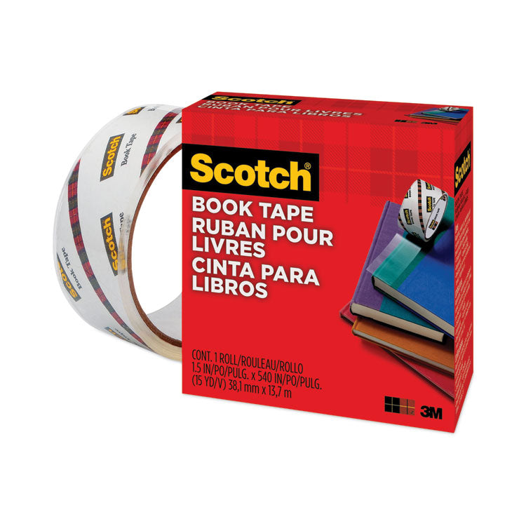 Scotch® Book Tape, 3" Core, 1.5" x 15 yds, Clear (MMM845112)