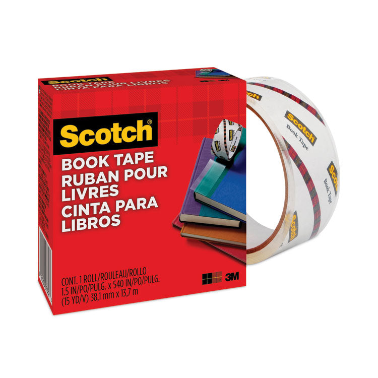 Scotch® Book Tape, 3" Core, 1.5" x 15 yds, Clear (MMM845112)