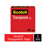 Scotch® Transparent Tape, 1" Core, 0.75" x 36 yds, Transparent (MMM600341296)