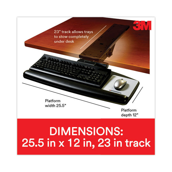 3M™ Easy Adjust Keyboard Tray, Standard Platform, 23" Track, Black (MMMAKT90LE)