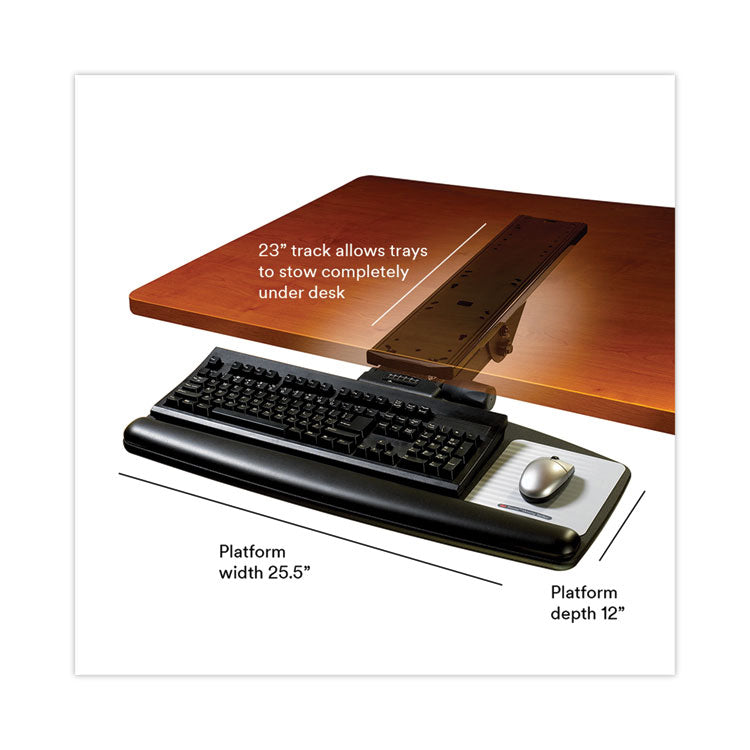 3M™ Easy Adjust Keyboard Tray, Standard Platform, 23" Track, Black (MMMAKT90LE) Each