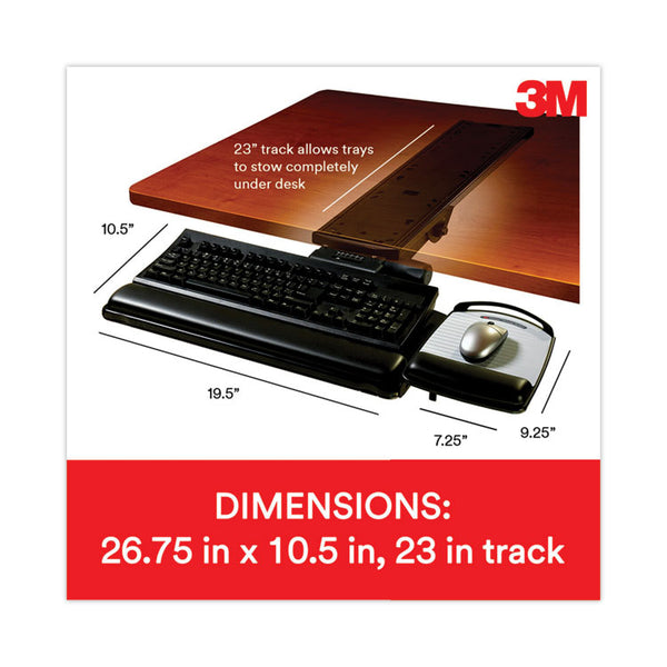 3M™ Sit/Stand Easy Adjust Keyboard Tray, Highly Adjustable Platform,, Black (MMMAKT180LE)
