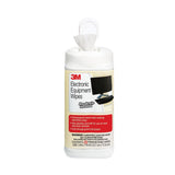 3M™ Electronic Equipment Cleaning Wipes, 1-Ply, 5.5 x 6.75, Unscented, White, 80/Canister (MMMCL610)