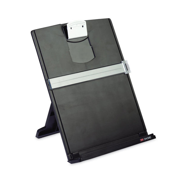 3M™ Fold-Flat Freestanding Desktop Copyholder, 150 Sheet Capacity, Plastic, Black/Silver Clip (MMMDH340MB)