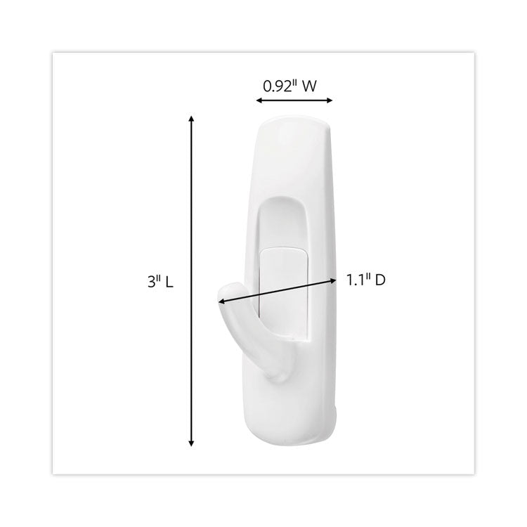 Command™ General Purpose Hooks Multi-Pack, Medium, Plastic, White, 3 lb Capacity, 6 Hooks and 12 Strips/Pack (MMM170016ES) Pack of 6